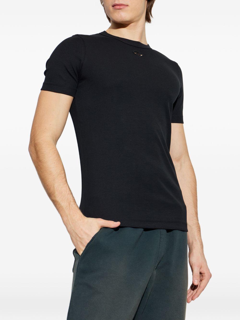 T-shirt a coste con logo nero 