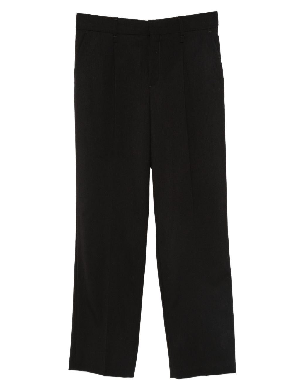 Pantaloni neri con pieghe e passanti 