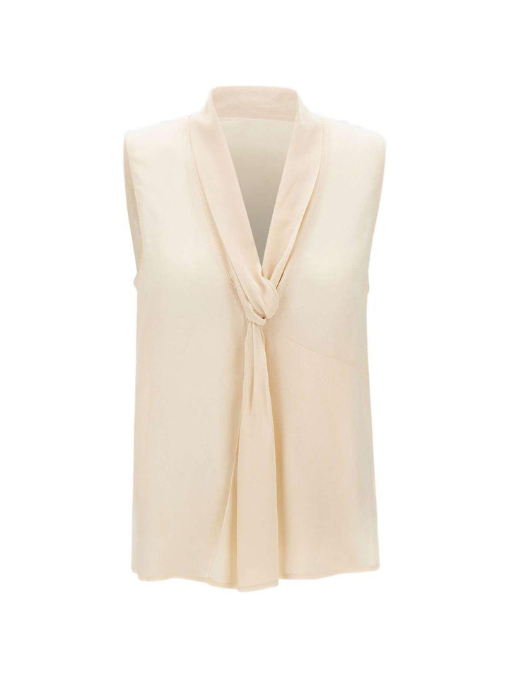 Top Georgette con scollo a V 