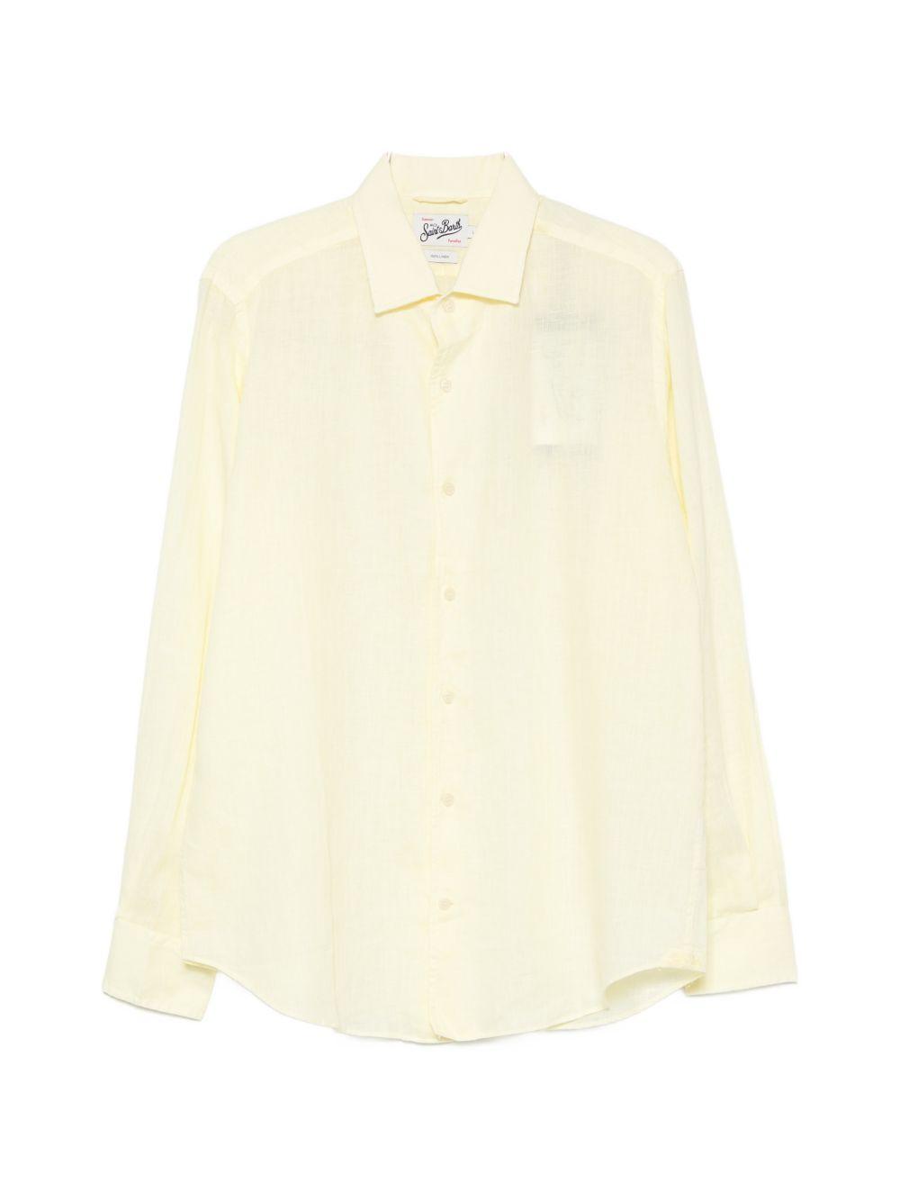Camicia gialla in lino con bottoni 