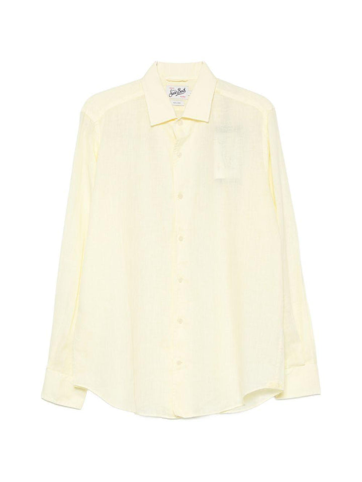 Camicia gialla in lino con bottoni 