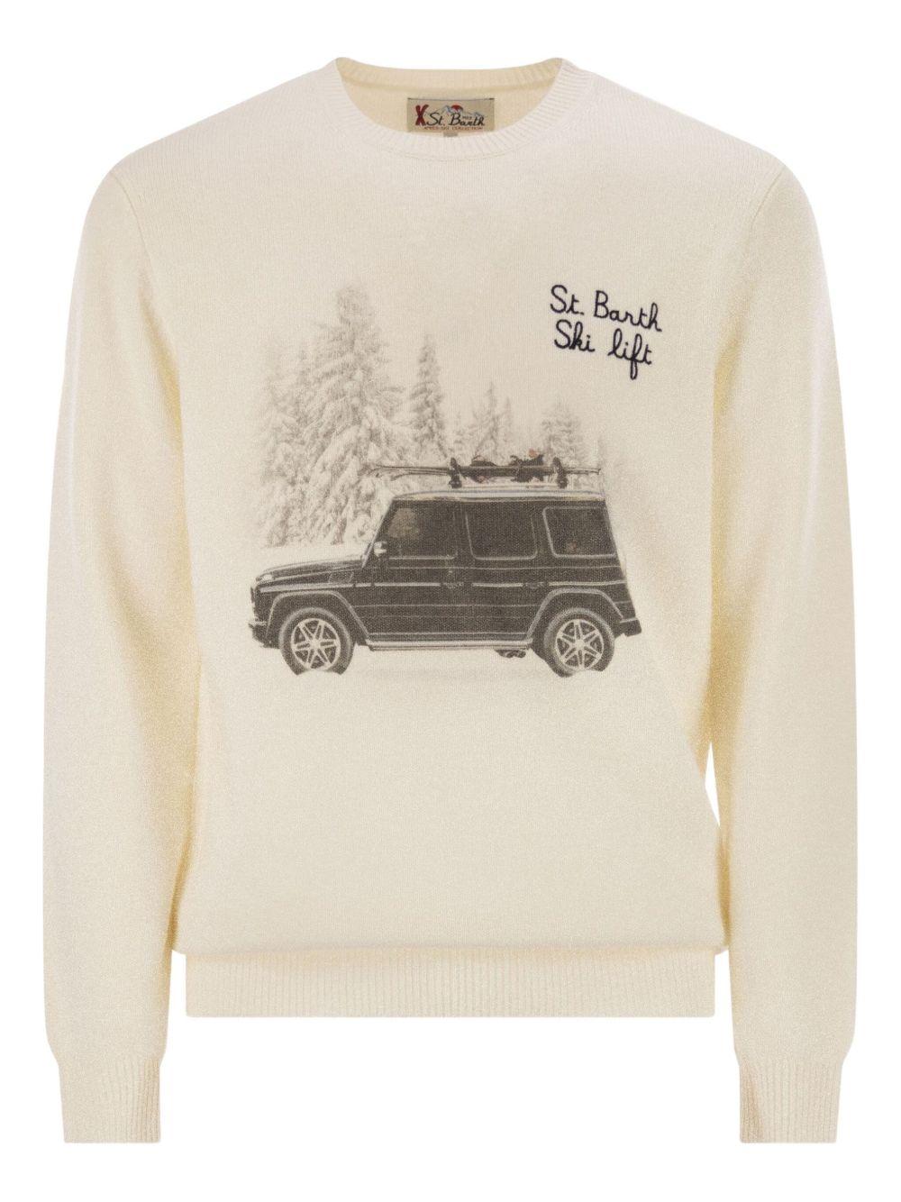 Maglione crema girocollo Heron con ricamo 