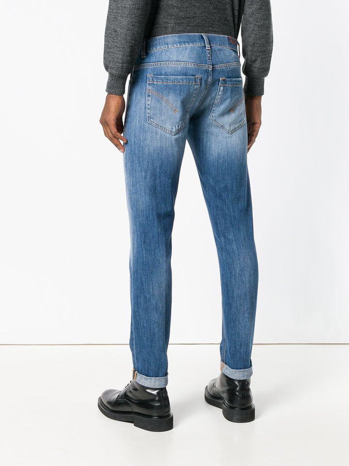Jeans con effetto schiarito blu 