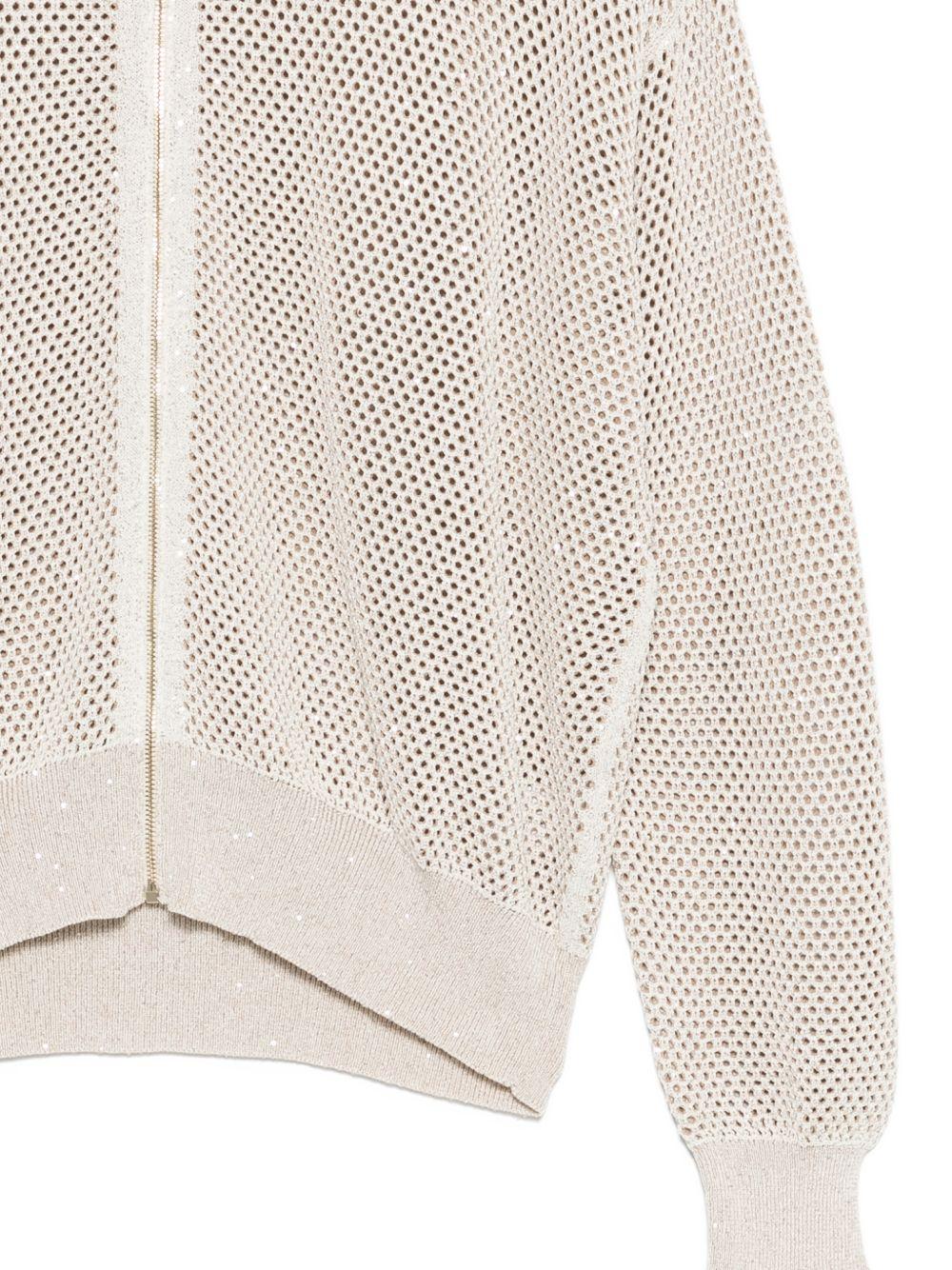 Cardigan in rete con cerniera 