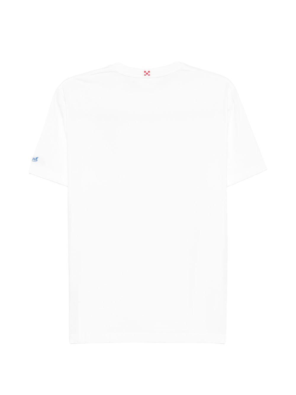 T-shirt bianca con taschino sul petto e ricamo 