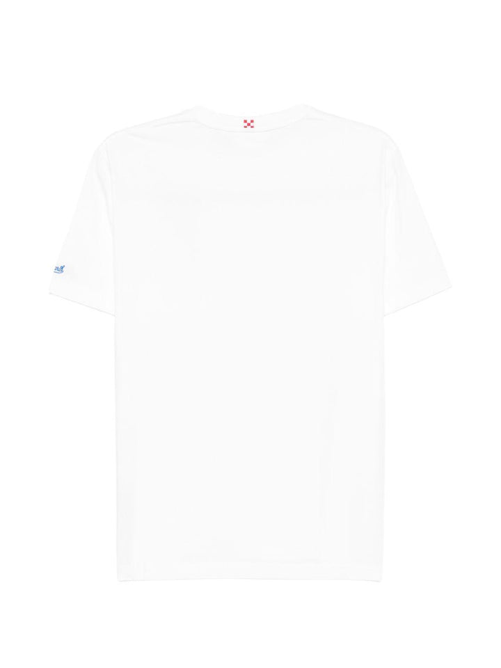 T-shirt bianca con taschino sul petto e ricamo 