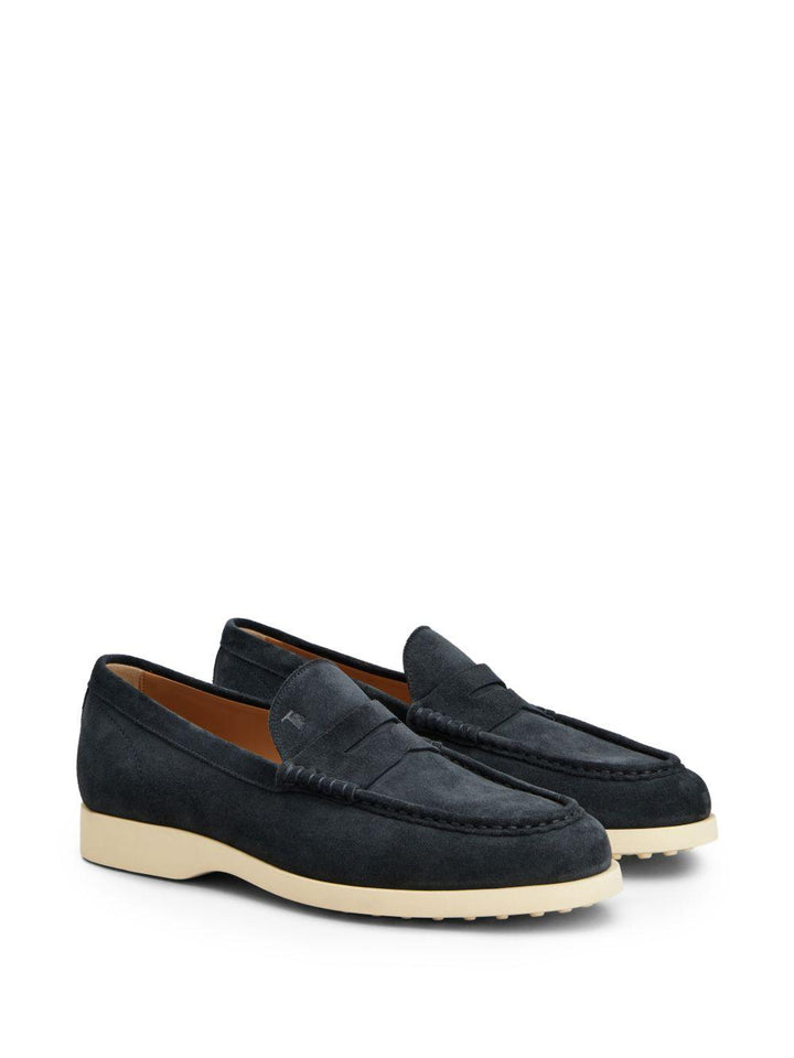 Mocassino in pelle scamosciata blu 