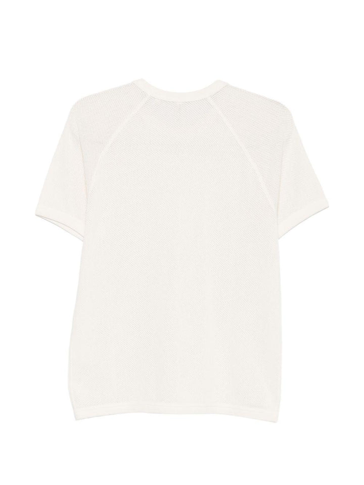 T-shirt bianca textured con maniche raglan 
