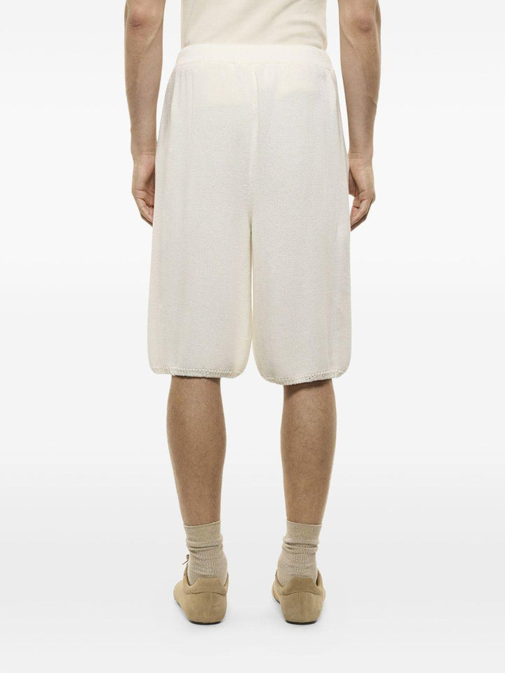 Shorts bianchi in maglia con coulisse 
