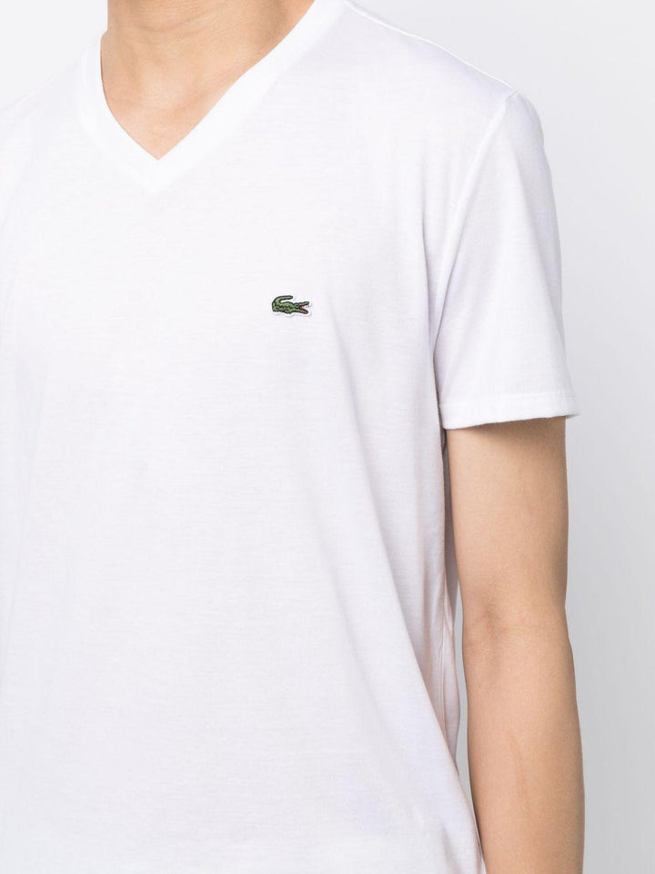 T-shirt bianca con scollo a V 