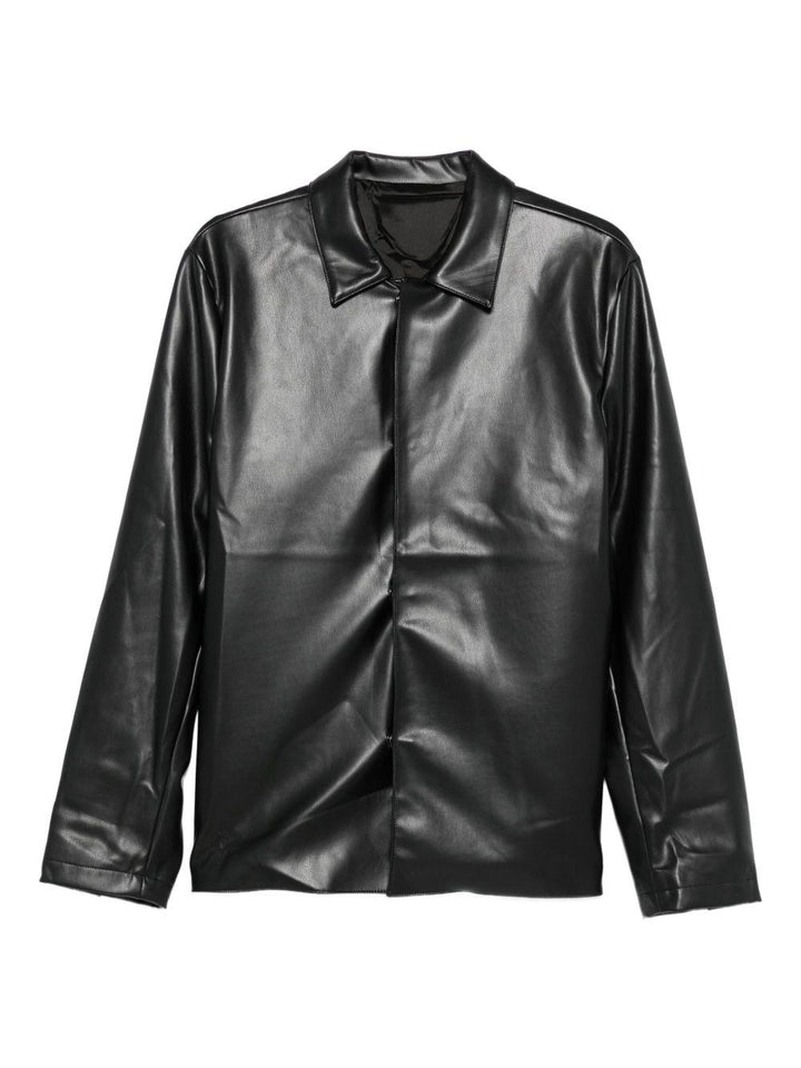 Giacca-camicia in pelle nera