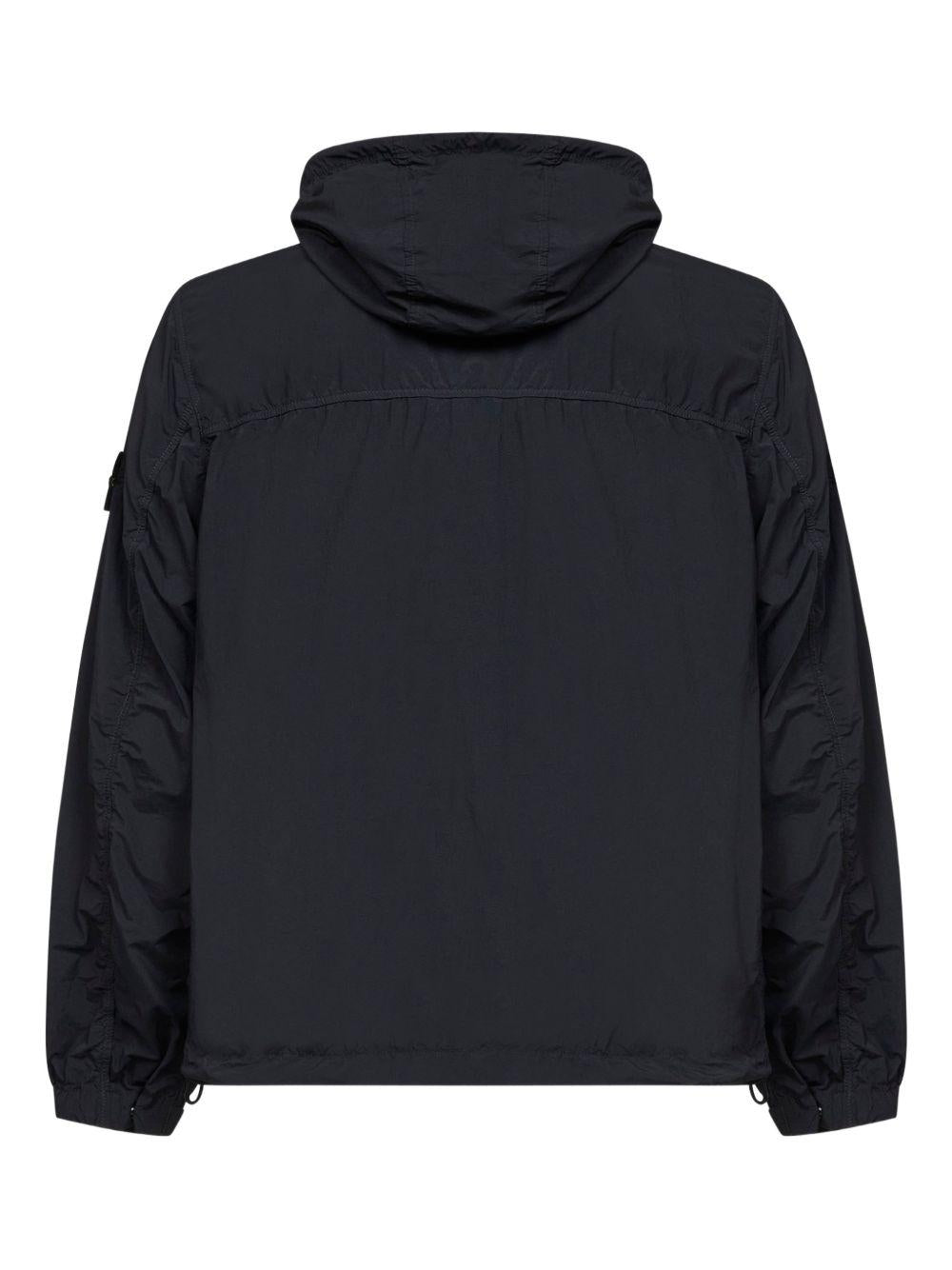 Piumino Nylon Smerigliato con cappuccio e logo nero 
