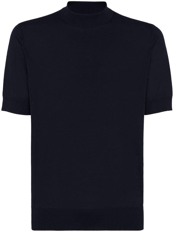T-shirt lavorata a maglia blu navy 
