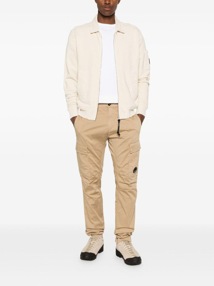 Felpa avorio in cotone con zip 