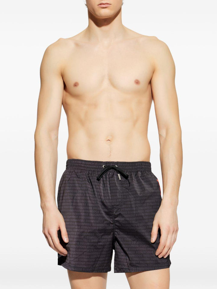 Costume da bagno nero con logo arancione 