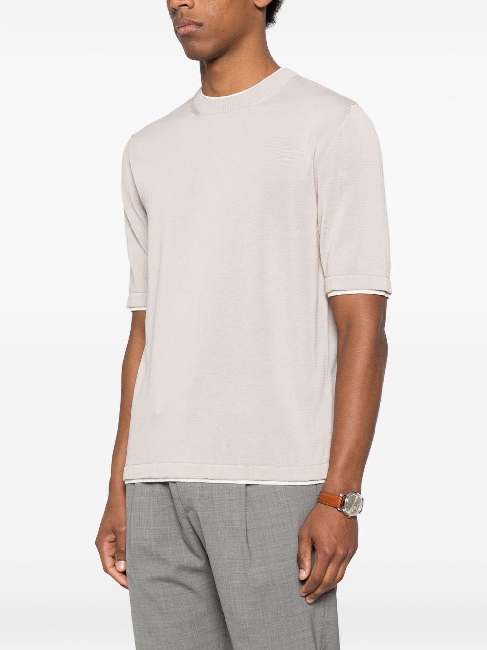 T-shirt sabbia e bianco girocollo 