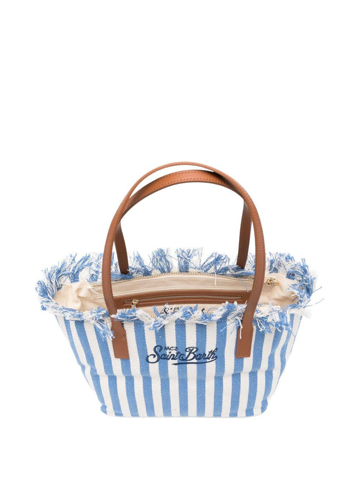 Borsa tote con frange a righe 