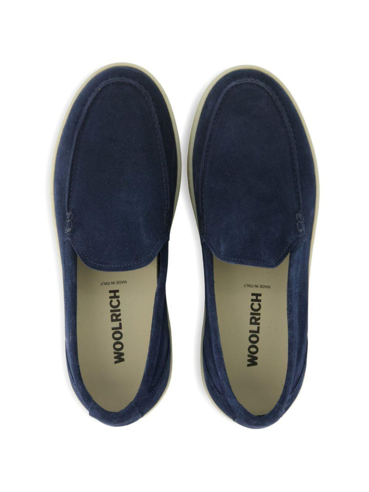 Mocassino blu in pelle scamosciata 
