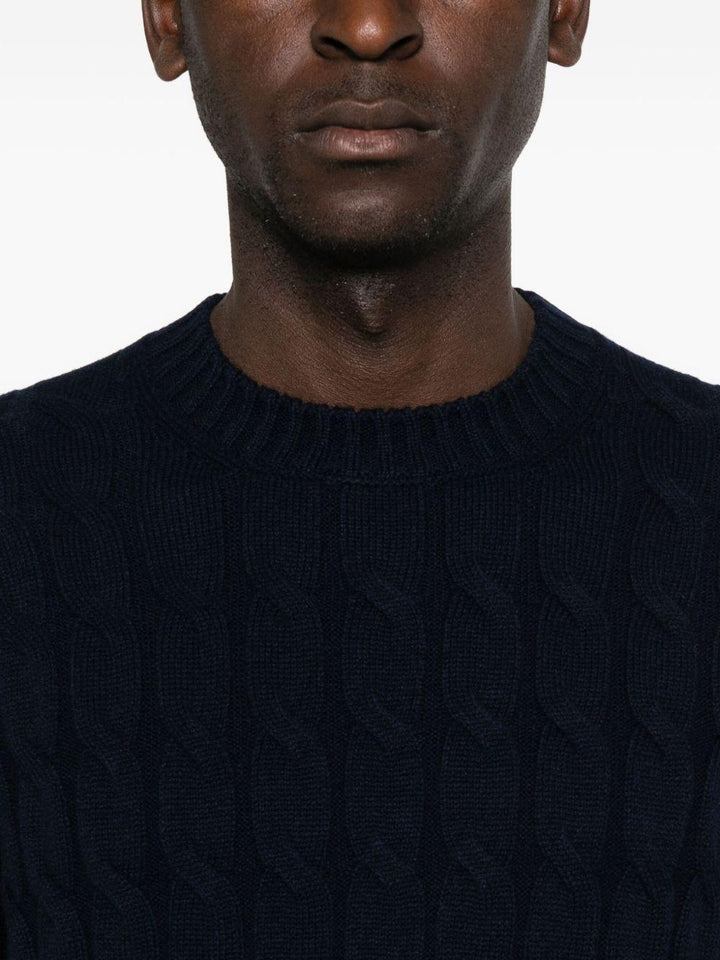 Maglione con lavorazione intrecciata blu navy 