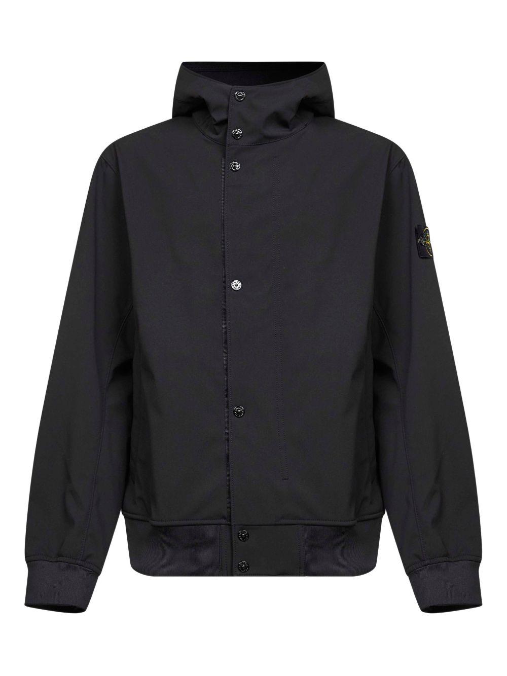 Giacca Shell-r e.Dye Technology con cappuccio e zip nero 
