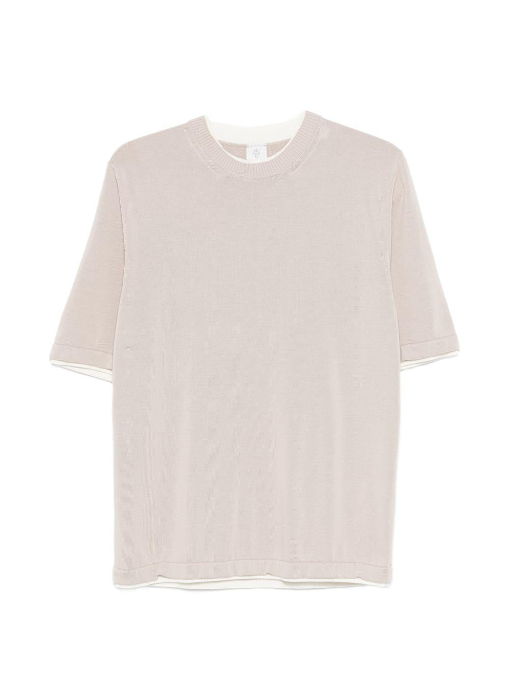 T-shirt sabbia e bianco girocollo 