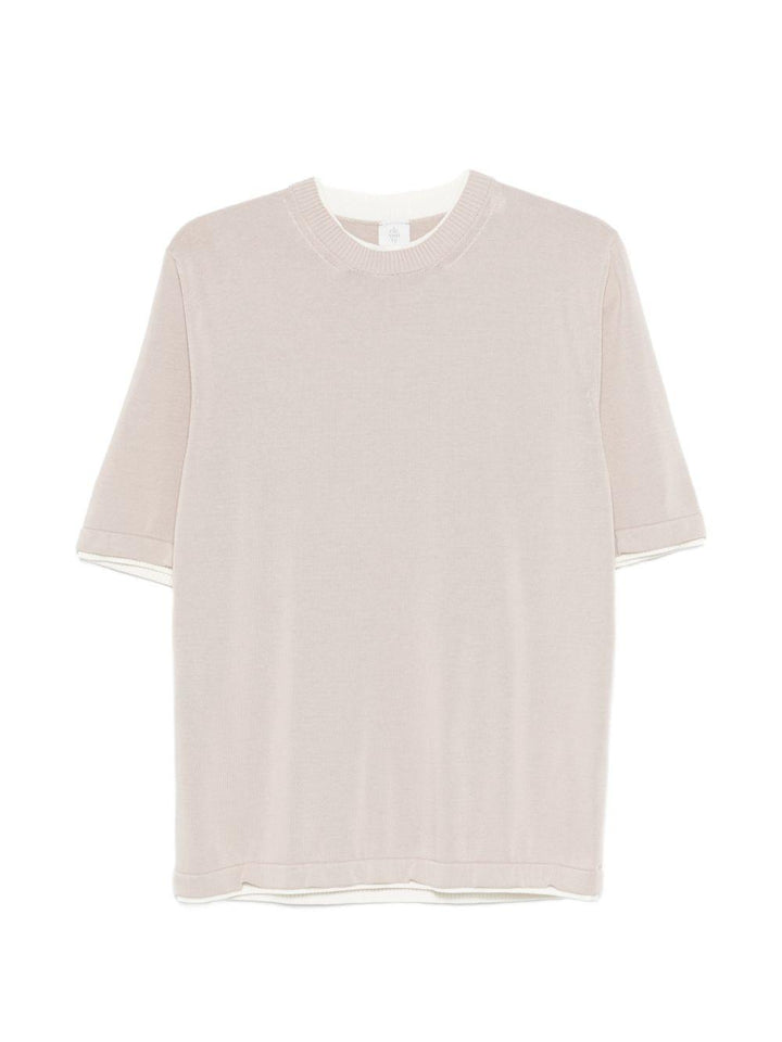 T-shirt sabbia e bianco girocollo 