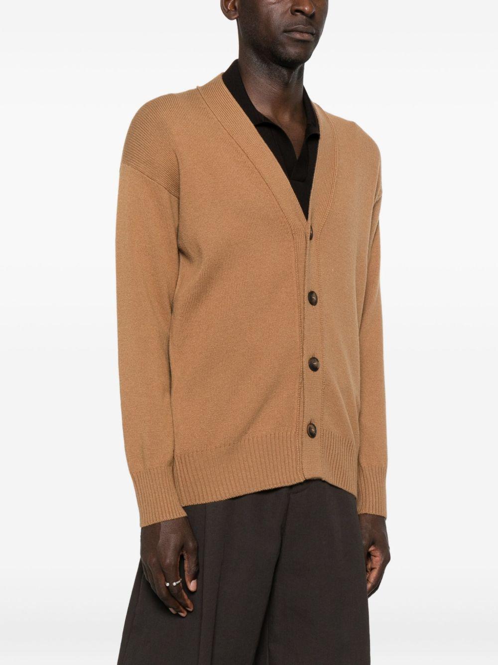Cardigan con bottoni e scollo a V marrone 