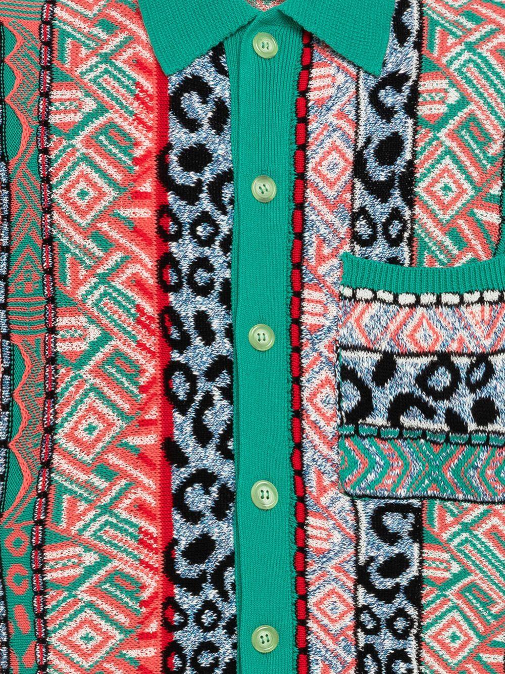 Camicia con taschino fantasia verde 