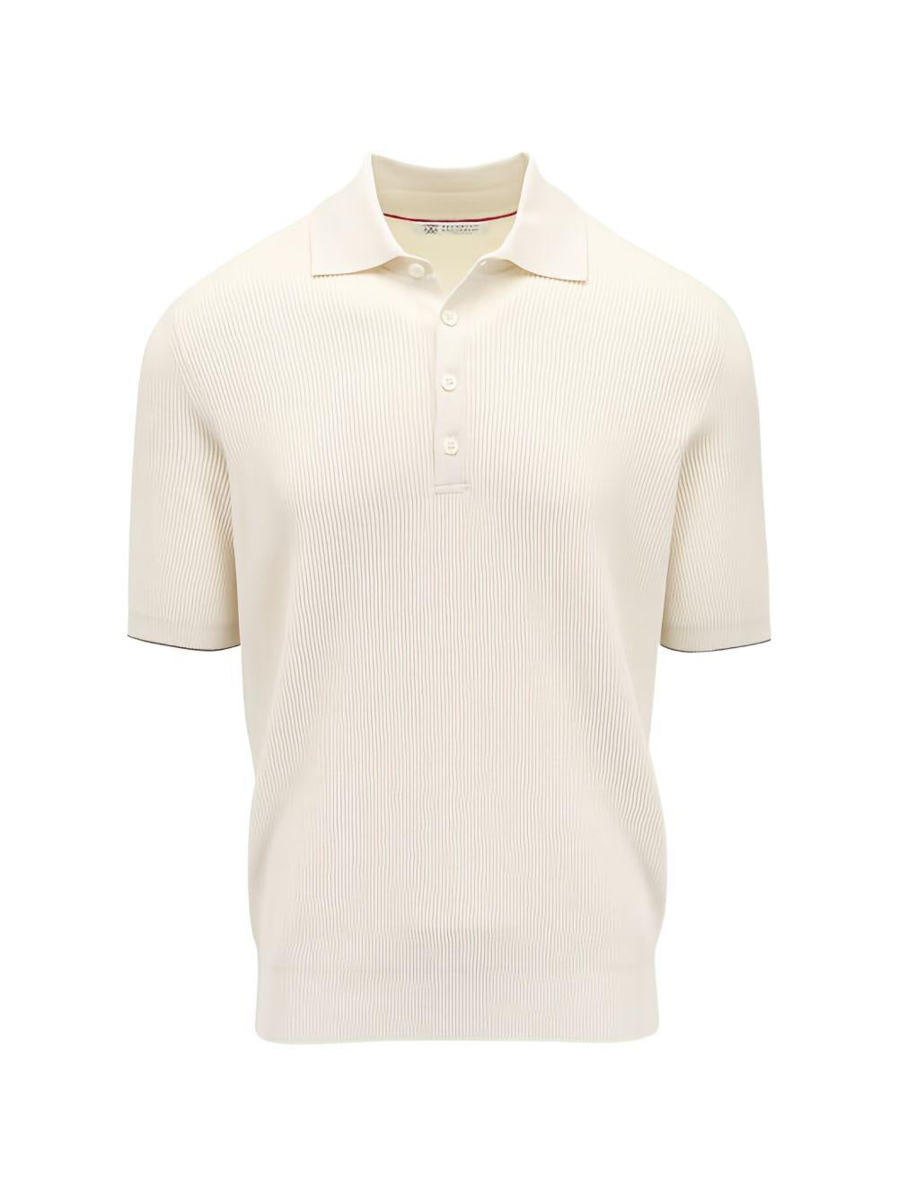 Polo beige a maniche corte con bottoni 