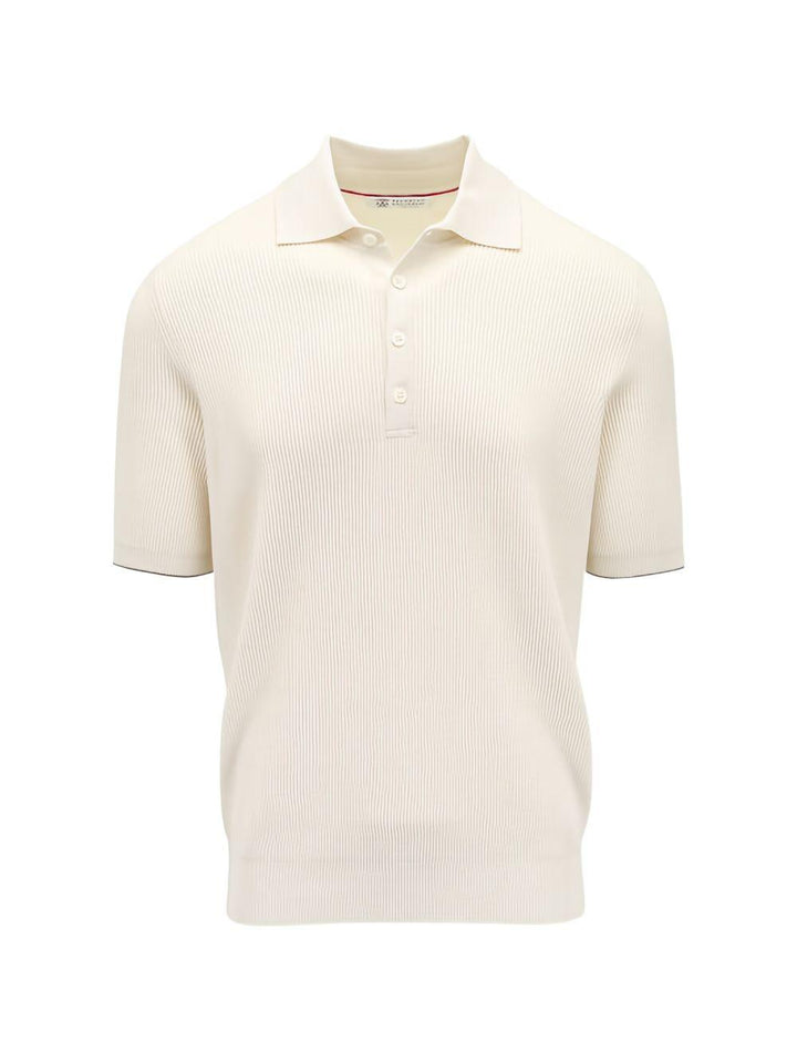 Polo beige a maniche corte con bottoni 