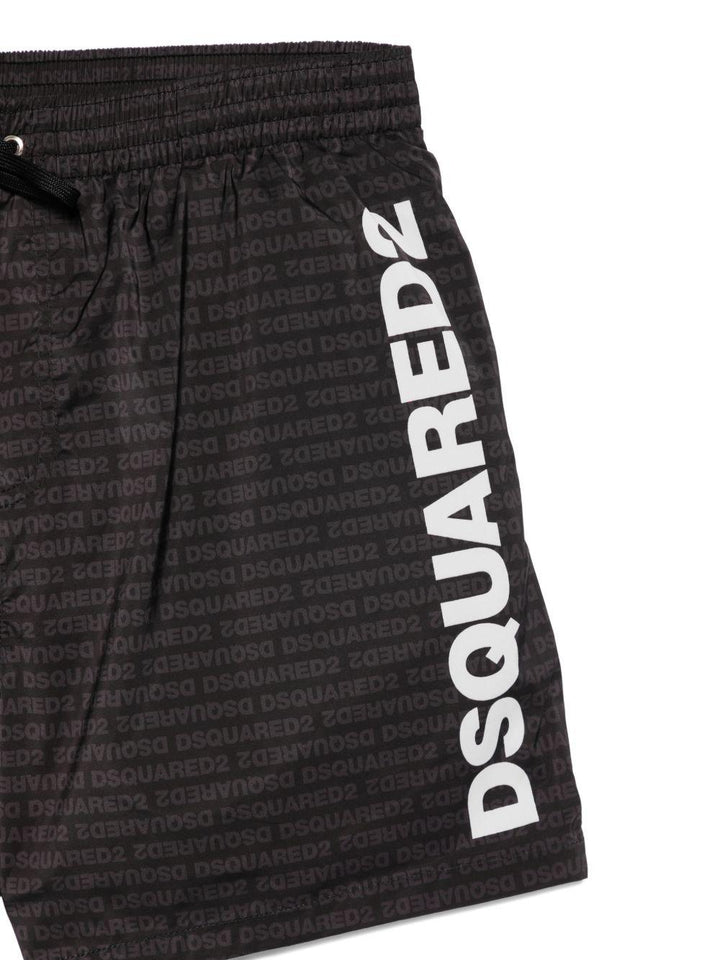 Costume da bagno nero con logo bianco 