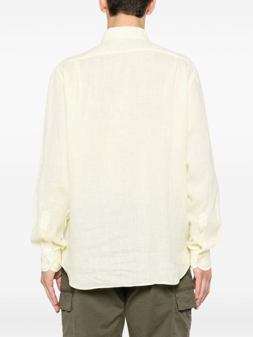 Camicia gialla in lino con bottoni 