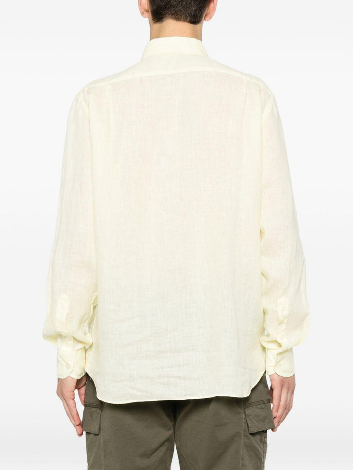 Camicia gialla in lino con bottoni 