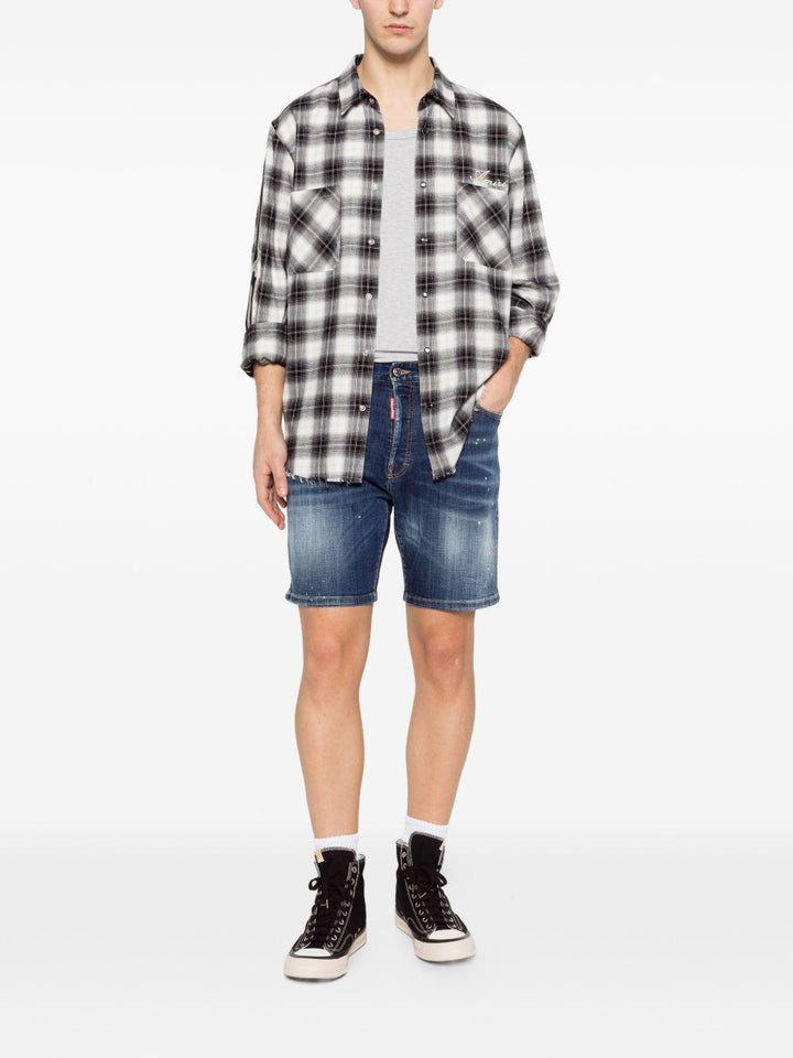 Shorts blu navy effetto distressed 