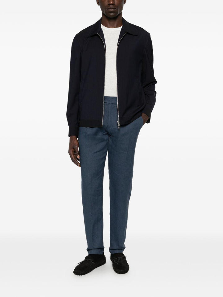 Giacca camicia blu navy con zip 