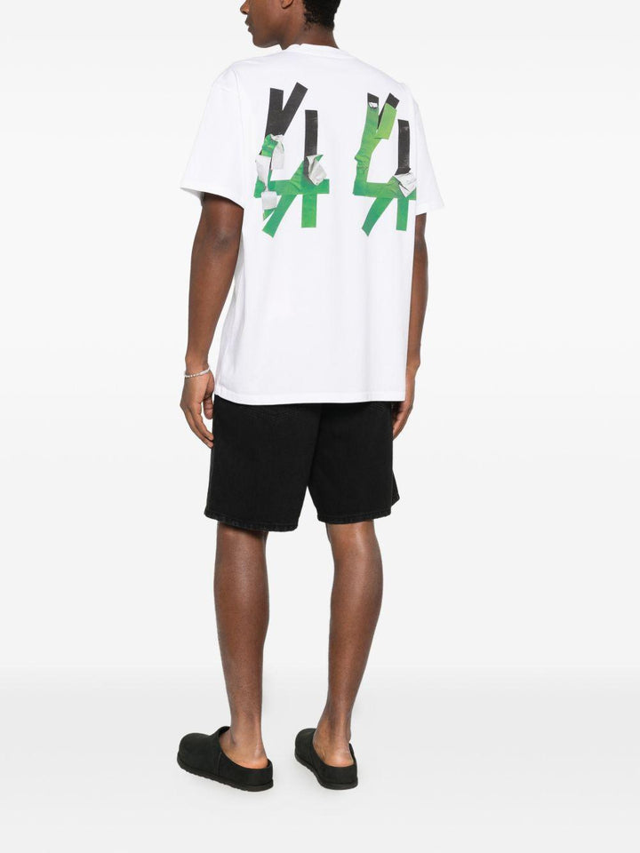 T-shirt bianca in cotone con stampa logo 