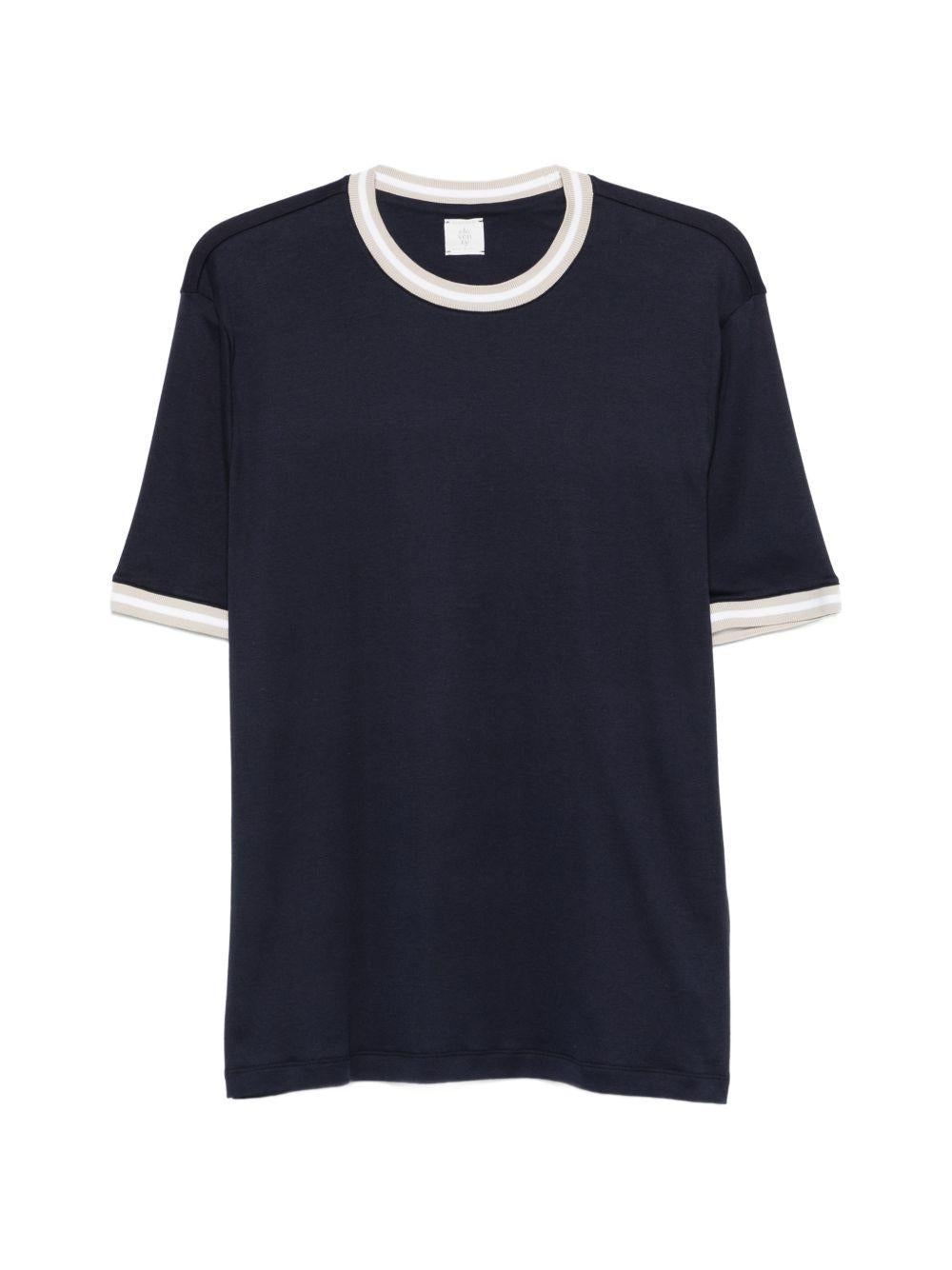 T-shirt girocollo blu e tortora 