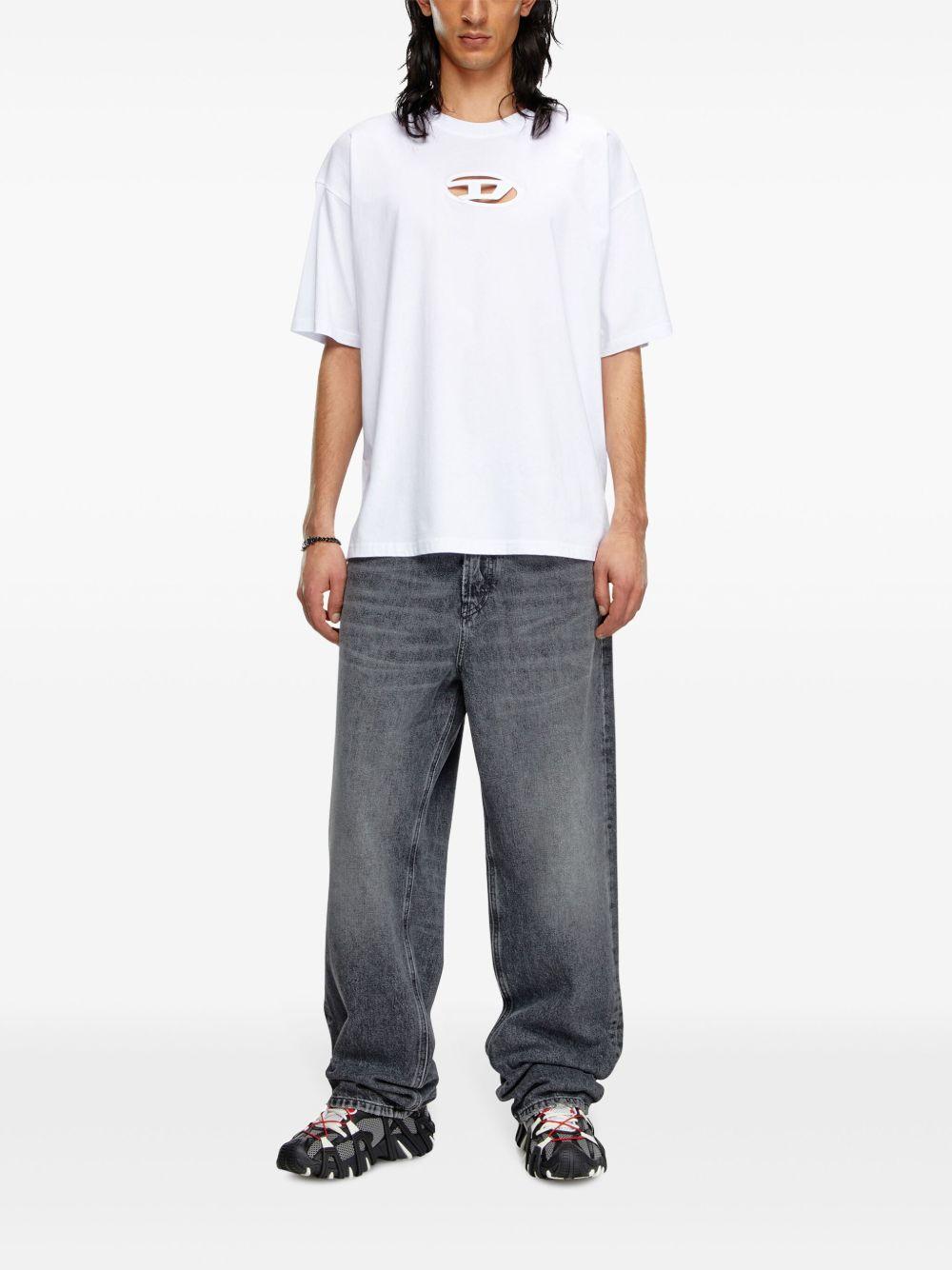 T-shirt bianca logo traforato 