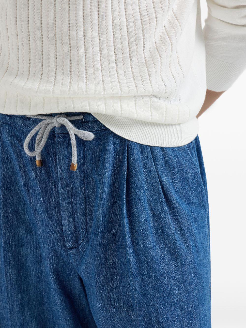 Pantaloni blu denim con coulisse 