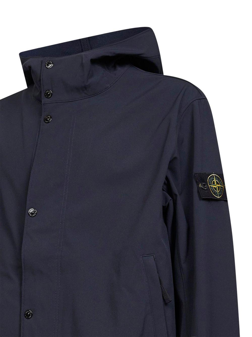 Giacca Shell-r e.Dye Technology con cappuccio e zip blu navy 