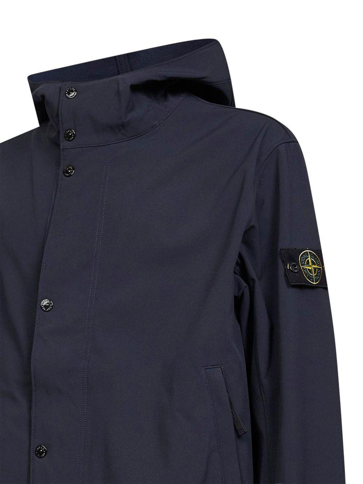 Giacca Shell-r e.Dye Technology con cappuccio e zip blu navy 