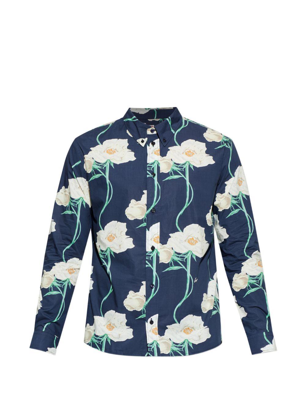 Camicia navy con stampa floreale 