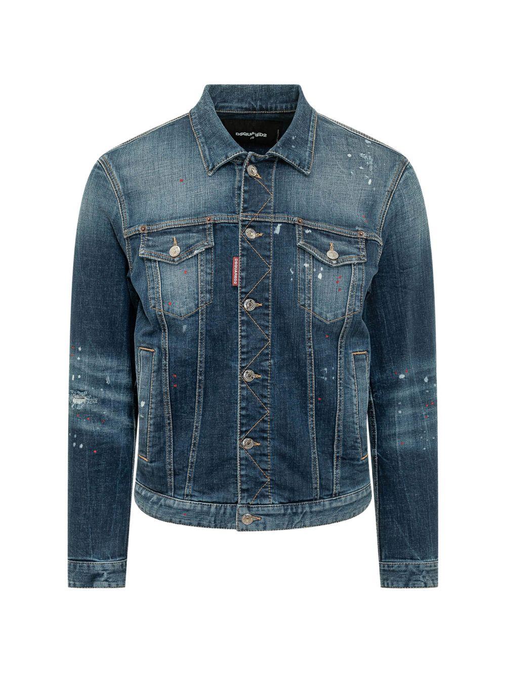 Giacca denim blu con bottoni 
