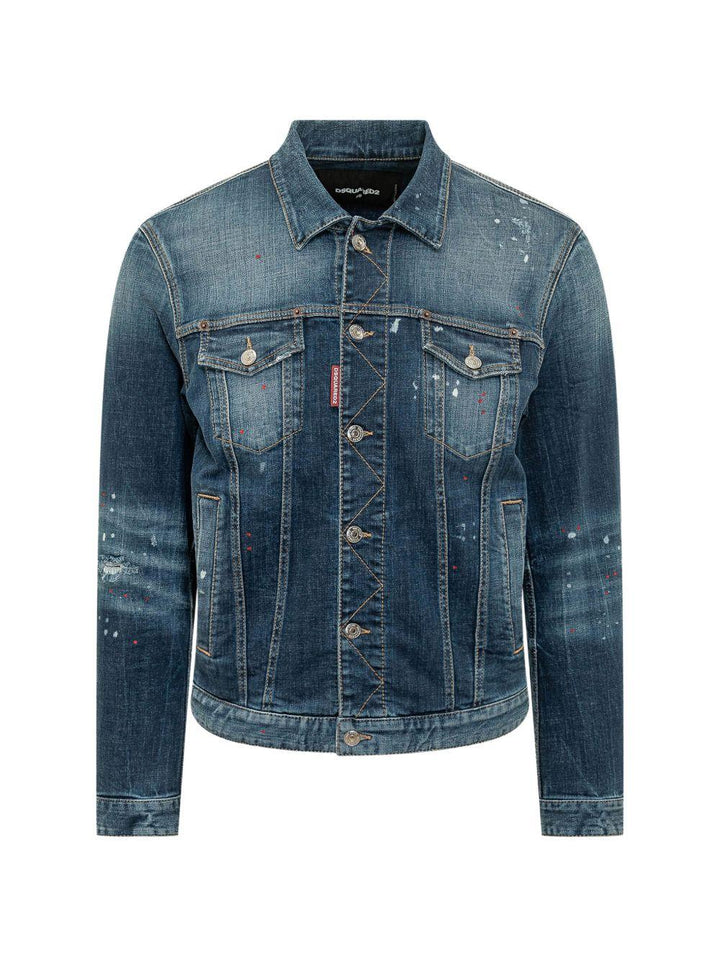 Giacca denim blu con bottoni 
