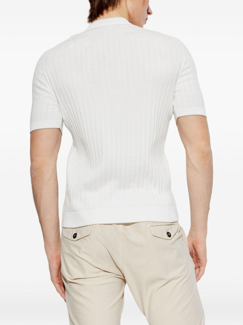 Maglia bianca e taupe a coste 