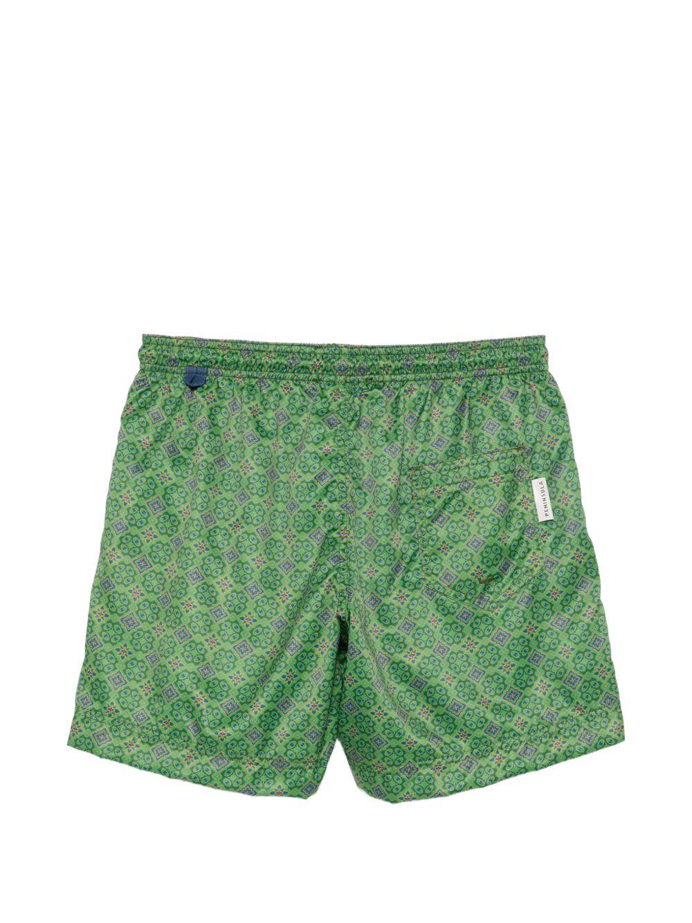 Costume da bagno con stampa geometrica verde 