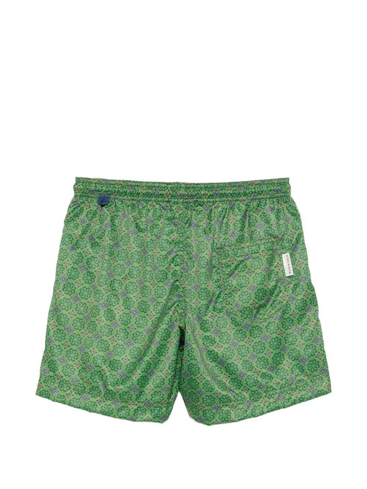 Costume da bagno con stampa geometrica verde 