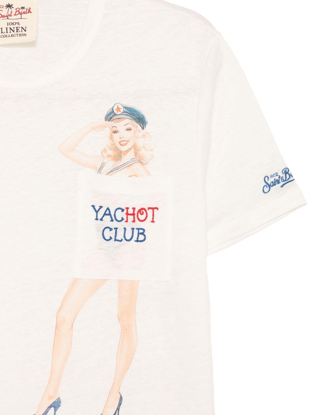 T-shirt con taschino e stampa Ecstasea panna 