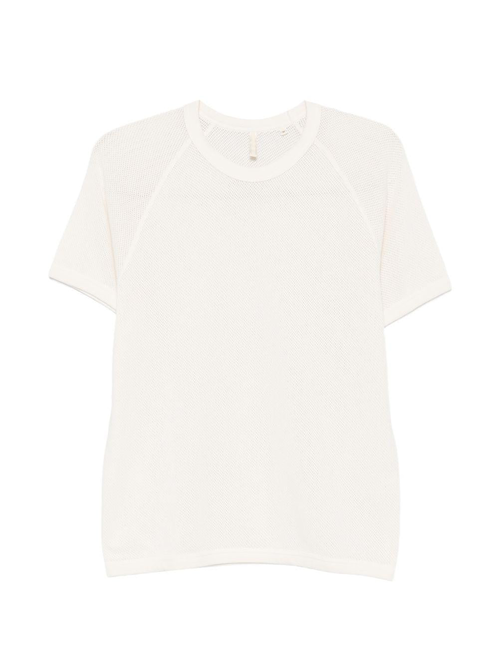 T-shirt bianca textured con maniche raglan 