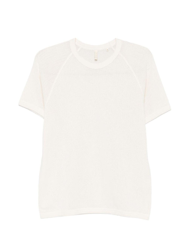 T-shirt bianca textured con maniche raglan 